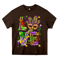 Chocolate Brown Mardi Gras love Heavy Core Tee - HowdyJamesFarm