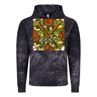 Cloud Black baseball bat and gloves with camouflage seamless pattern Vintage Hoodie - BundleAndBundleShop