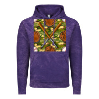 Cloud Purple baseball bat and gloves with camouflage seamless pattern Vintage Hoodie - BundleAndBundleShop