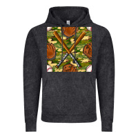 Vintage Black baseball bat and gloves with camouflage seamless pattern Vintage Hoodie - BundleAndBundleShop