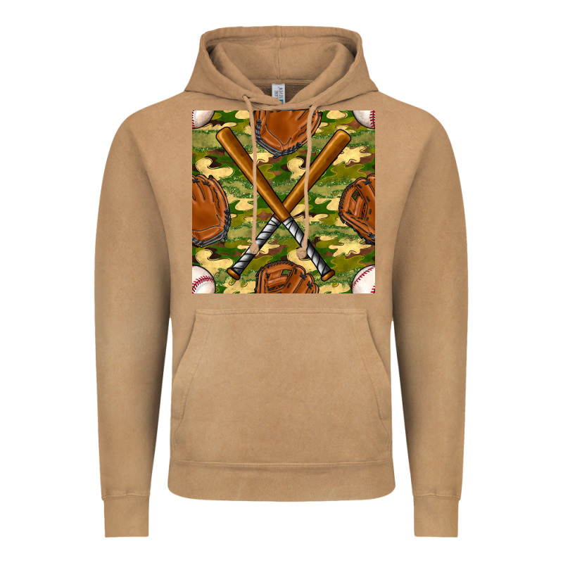 Baseball Bat And Gloves With Camouflage Seamless Pattern Vintage Hoodie by BundleAndBundleShop | Teevron
