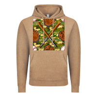 Vintage Coffee baseball bat and gloves with camouflage seamless pattern Vintage Hoodie - BundleAndBundleShop