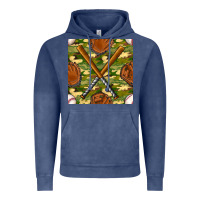 Vintage Denim baseball bat and gloves with camouflage seamless pattern Vintage Hoodie - BundleAndBundleShop