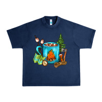 Navy Camping Coffee Urban Heavy Tee - FaDigitalArtStudio