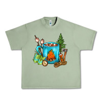 Oil Green Camping Coffee Urban Heavy Tee - FaDigitalArtStudio