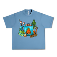 Pebble Blue Camping Coffee Urban Heavy Tee - FaDigitalArtStudio