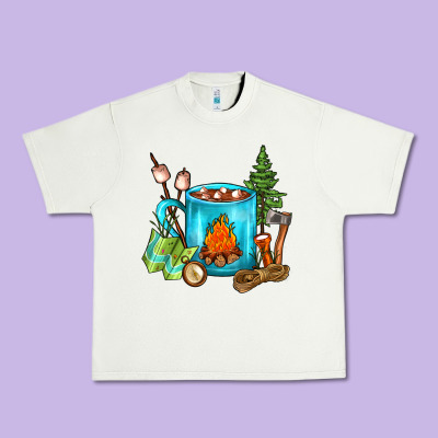 Camping Coffee Urban Heavy Tee Designed By Fadigitalartstudio