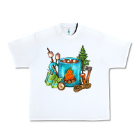 White Camping Coffee Urban Heavy Tee - FaDigitalArtStudio