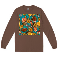Chestnut american football winner cup and helmet seamless pattern Long Sleeve Tee - BundleAndBundleShop