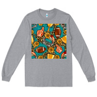 Heather Grey american football winner cup and helmet seamless pattern Long Sleeve Tee - BundleAndBundleShop