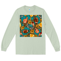 Matcha american football winner cup and helmet seamless pattern Long Sleeve Tee - BundleAndBundleShop