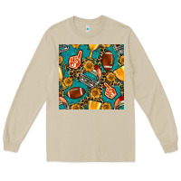 Mushroom american football winner cup and helmet seamless pattern Long Sleeve Tee - BundleAndBundleShop