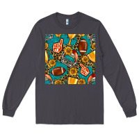 Smoke american football winner cup and helmet seamless pattern Long Sleeve Tee - BundleAndBundleShop