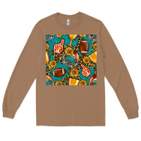 Toasted Coconut american football winner cup and helmet seamless pattern Long Sleeve Tee - BundleAndBundleShop