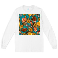 White american football winner cup and helmet seamless pattern Long Sleeve Tee - BundleAndBundleShop