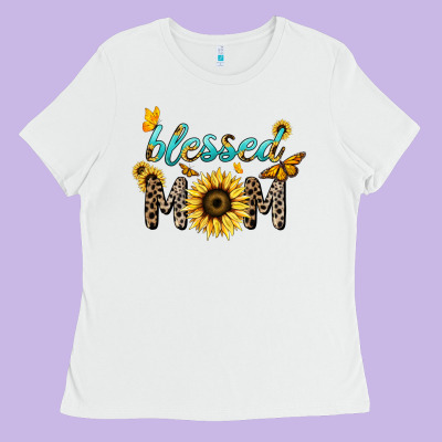 Blessed Mom Sunflower Butterfly Mother's Day Ladies Tee Designed By Howdyjamesfarm
