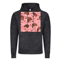 Vintage Black valentines day strawberries in cream seamless pattern Vintage Hoodie - BundleAndBundleShop