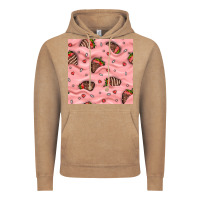 Vintage Coffee valentines day strawberries in cream seamless pattern Vintage Hoodie - BundleAndBundleShop