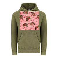 Vintage Olive valentines day strawberries in cream seamless pattern Vintage Hoodie - BundleAndBundleShop
