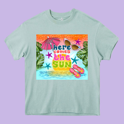 Here Comes The Sun Heavy Core Tee Designed By Tumblerdesignbyshophia