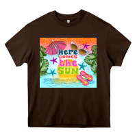 Chocolate Brown here comes the sun Heavy Core Tee - TumblerDesignByShophia