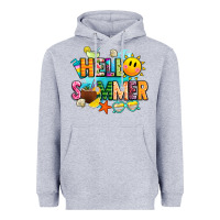 Heather Grey hello summer Heavyweight Hoodie - JahusDesignShop