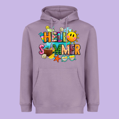 Hello Summer Heavyweight Hoodie Designed By Jahusdesignshop