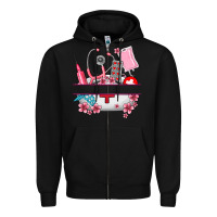 Black custom name nurse hat and elements Zipper Hoodie - AdoDesignShop