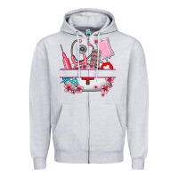 Heather Grey custom name nurse hat and elements Zipper Hoodie - AdoDesignShop