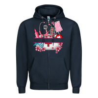 Navy custom name nurse hat and elements Zipper Hoodie - AdoDesignShop