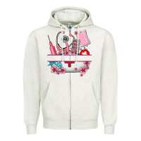 Oatmeal Heather custom name nurse hat and elements Zipper Hoodie - AdoDesignShop