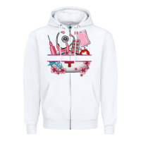 White custom name nurse hat and elements Zipper Hoodie - AdoDesignShop
