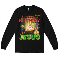 Black happy birthday jesus Long Sleeve Tee - FaDigitalArtStudio