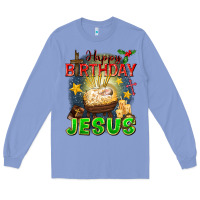Colony Blue happy birthday jesus Long Sleeve Tee - FaDigitalArtStudio