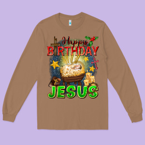 Happy Birthday Jesus Long Sleeve Tee Designed By Fadigitalartstudio