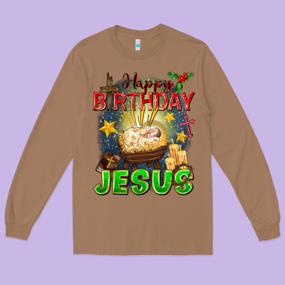 Happy Birthday Jesus Long Sleeve Tee Designed By Fadigitalartstudio