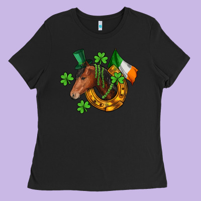 Horse With Horseshoe St. Patrick's Ladies Tee Designed By Cowgirlartshop