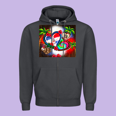 Dominican Republic  Leopard Zipper Hoodie Designed By Adodesignshop