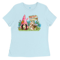 Baby Blue Easter gnome and rabbit egg hunt  Easter Day Ladies Tee - CowGirlArtShop