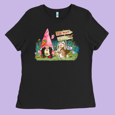 Easter Gnome And Rabbit Egg Hunt  Easter Day Ladies Tee Designed By Cowgirlartshop