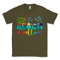Army Green the beach is calling Classic Tee - Artiststas