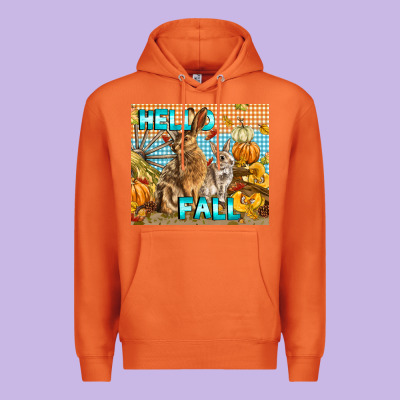 Hello Fall Rabbit Premium Hoodie Designed By Lillyallendesigns