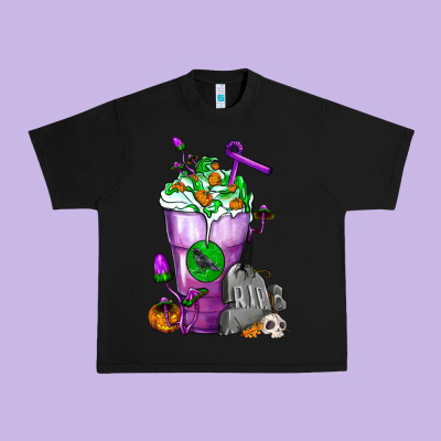Halloween Cold Drink Frappe With Tombstone Urban Heavy Tee Designed By Fadigitalartstudio
