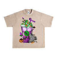 French Oak Halloween Cold Drink Frappe With Tombstone Urban Heavy Tee - FaDigitalArtStudio