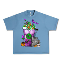 Pebble Blue Halloween Cold Drink Frappe With Tombstone Urban Heavy Tee - FaDigitalArtStudio