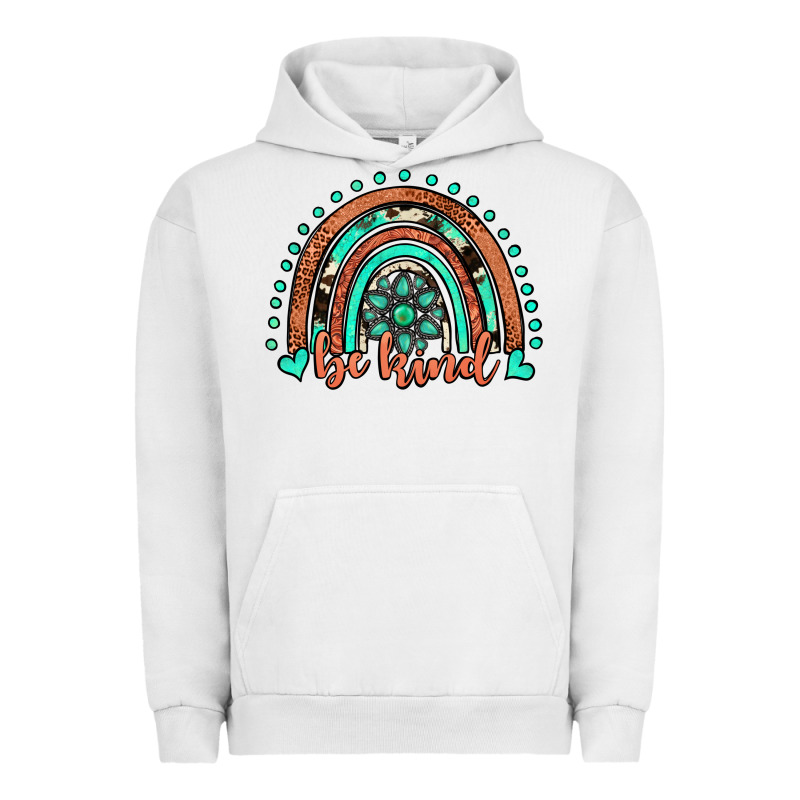 Be Kind Western Turquoise Rainbow Urban Hoodie by JahusDesignShop | Teevron