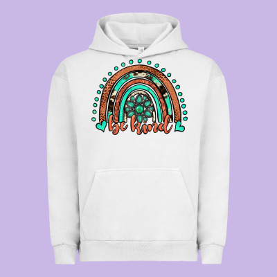 Be Kind Western Turquoise Rainbow Urban Hoodie Designed By Jahusdesignshop