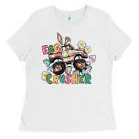 White Egg crusher monster truck Ladies Tee - CowGirlArtShop