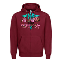 Burgundy floral nurse custom name Zipper Hoodie - AdoDesignShop