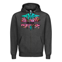 Charcoal Heather floral nurse custom name Zipper Hoodie - AdoDesignShop
